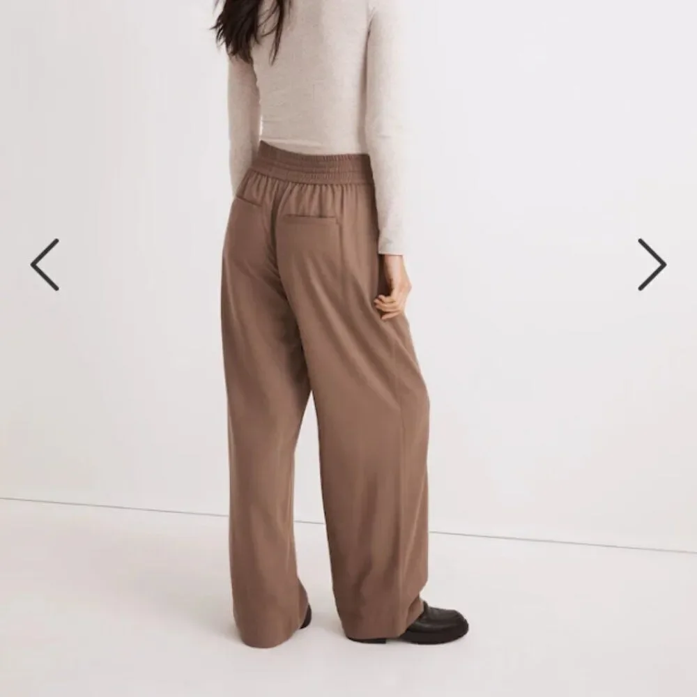 Madewell Size XS Drapeweave Carly Wide Leg Pull On Pants Castle Rock Light Brown